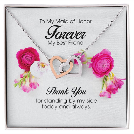 Interlocking Hearts Necklace, To My Maid of Honor