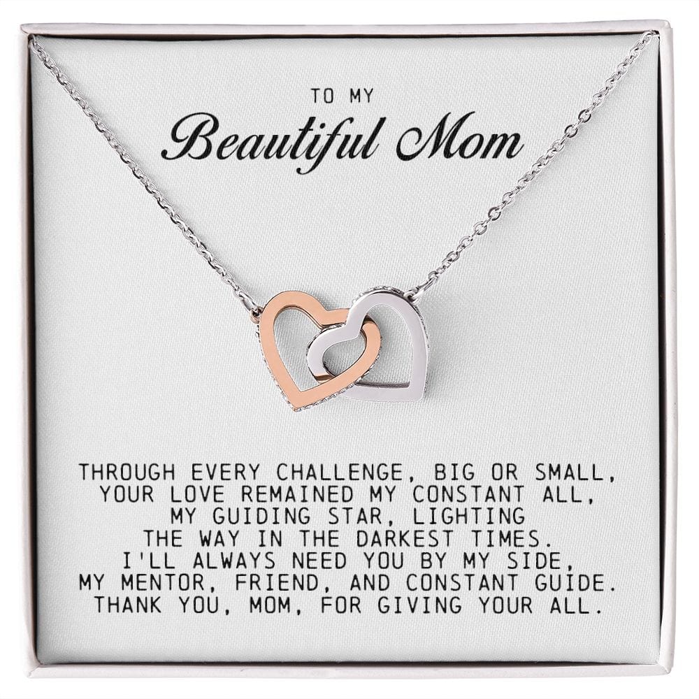 To my Beautiful Mom, Interlocking Hearts Necklace, Mother's Day Gift