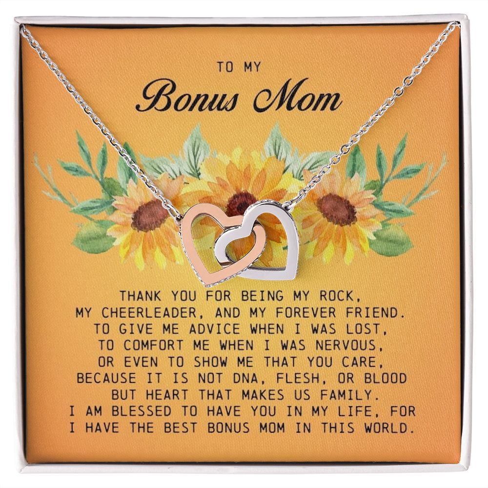 To My Bonus Mom, Interlocking Hearts Necklace