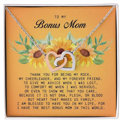 To My Bonus Mom, Interlocking Hearts Necklace