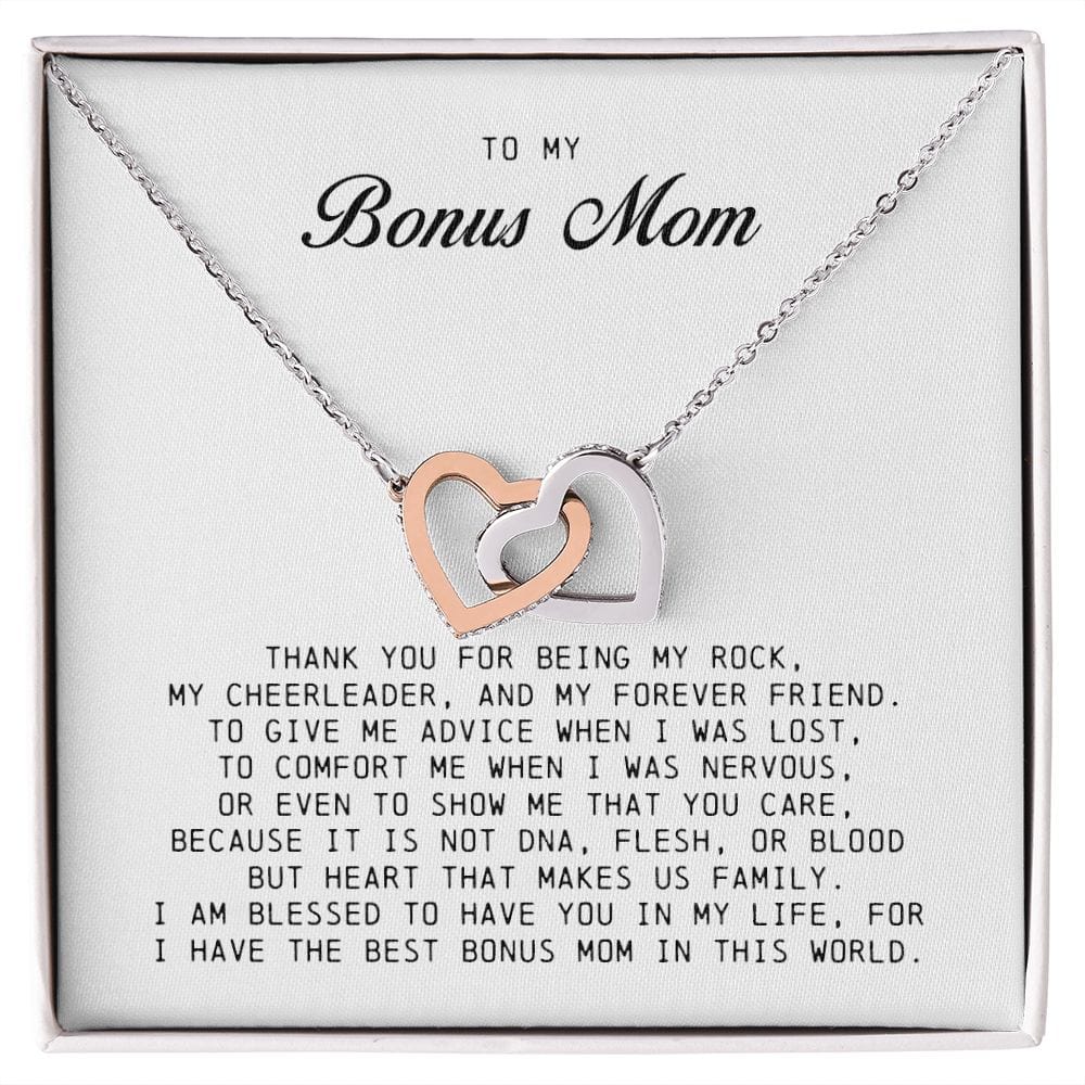 To My Bonus Mom, Interlocking Hearts Necklace