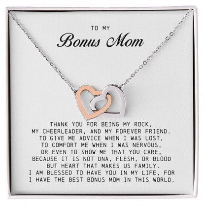 To My Bonus Mom, Interlocking Hearts Necklace