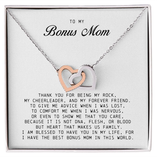 To My Bonus Mom, Interlocking Hearts Necklace