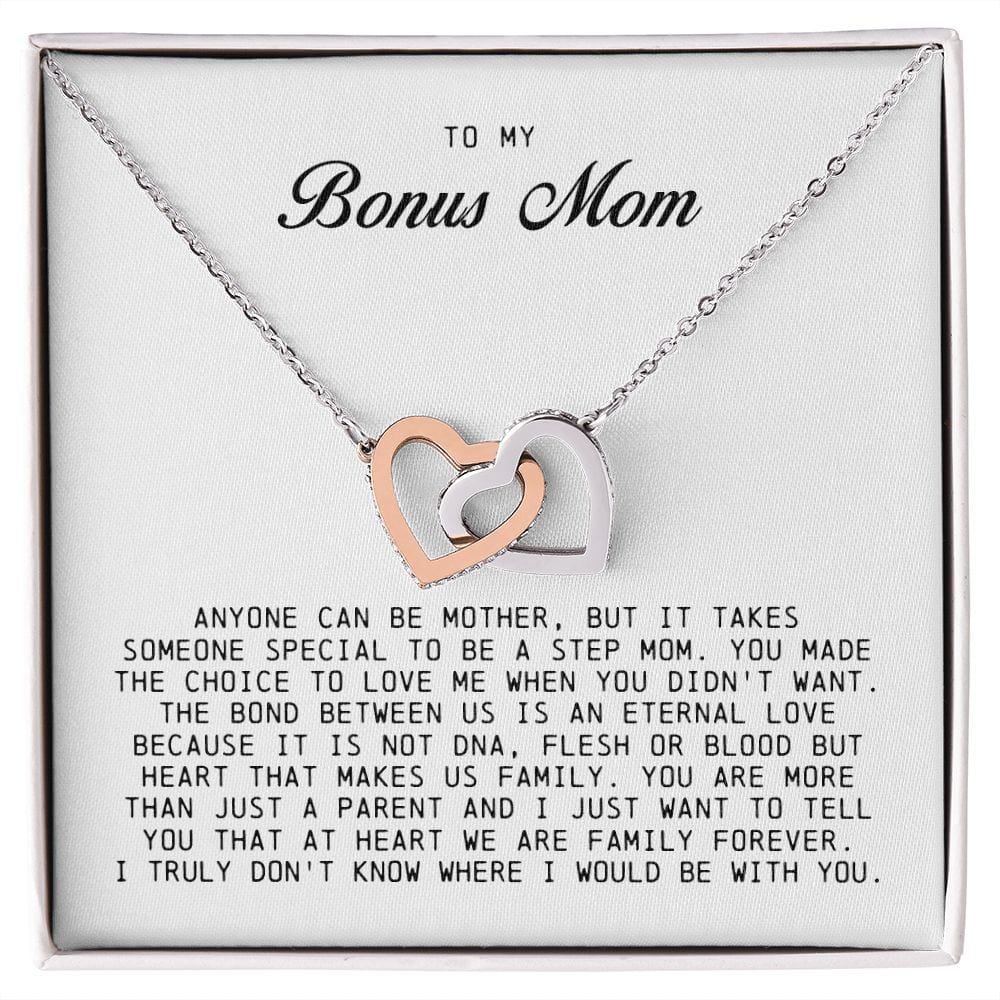 To My Bonus Mom, Interlocking Hearts Necklace
