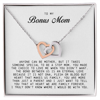 To My Bonus Mom, Interlocking Hearts Necklace
