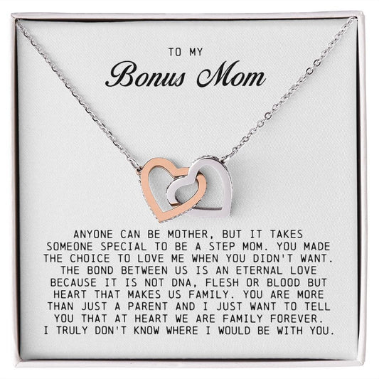 To My Bonus Mom, Interlocking Hearts Necklace