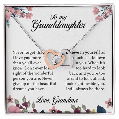 Interlocking Hearts Necklace, To My Granddaughter