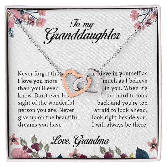 Interlocking Hearts Necklace, To My Granddaughter