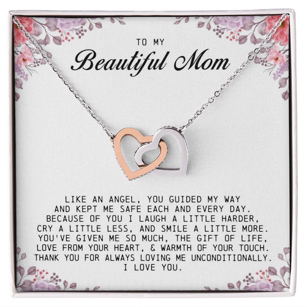 To my Beautiful Mom, Interlocking Hearts Necklace, Mother's Day Gift