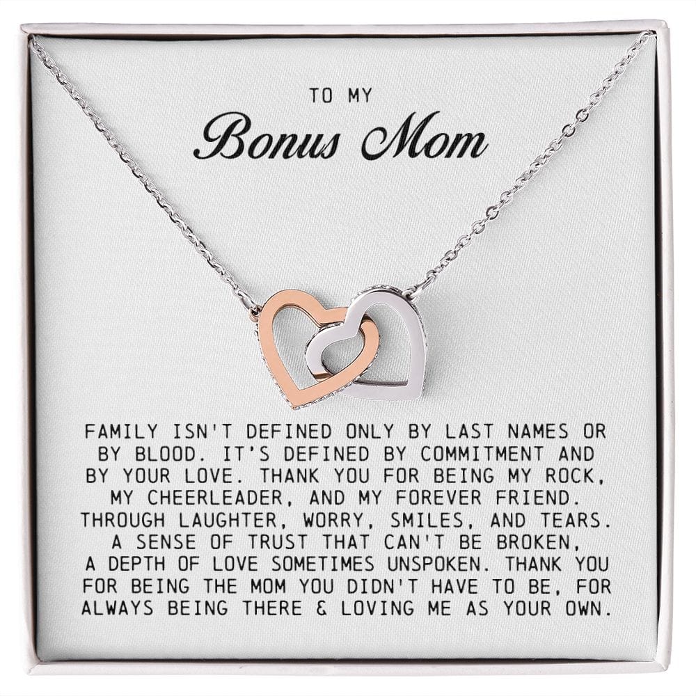 To My Bonus Mom, Interlocking Hearts Necklace