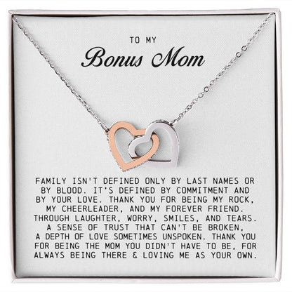 To My Bonus Mom, Interlocking Hearts Necklace