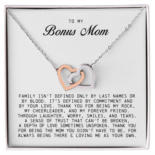 To My Bonus Mom, Interlocking Hearts Necklace