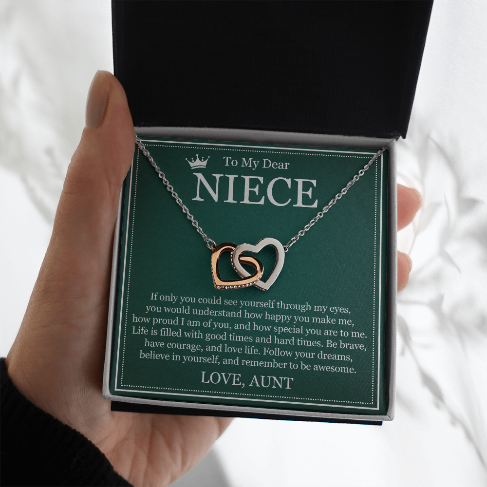 Interlocking Heart Necklace - To My Dear Niece
