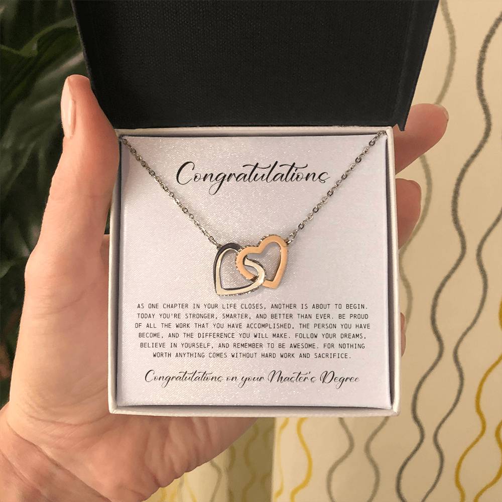 Master's Degree Gift for Her, Interlocking Hearts Necklace