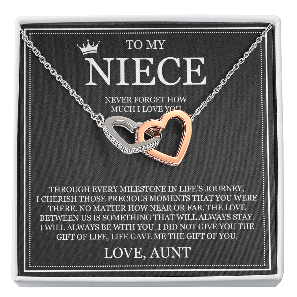 Interlocking Hearts Necklace - To My Niece "Never Forget How Much I Love You"