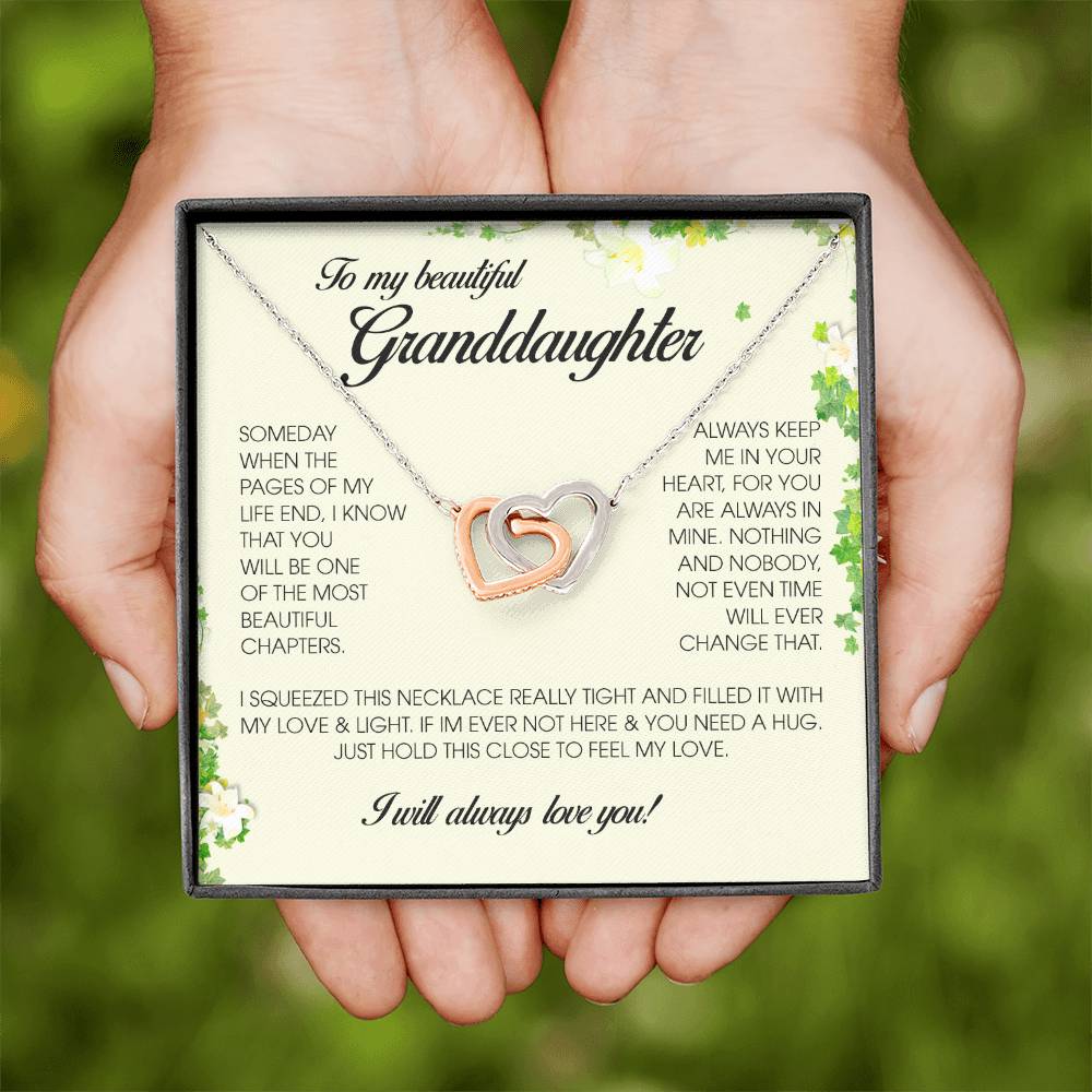 To My Beautiful Granddaughter, Interlocking Heart Necklace