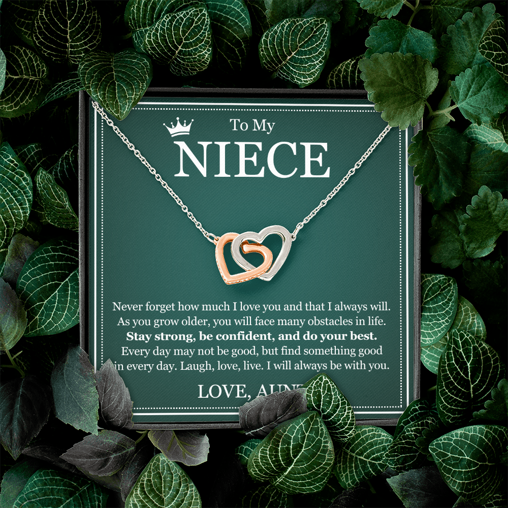 Interlocking Hearts Necklace - To My Niece "Stay Strong, Be Confident"
