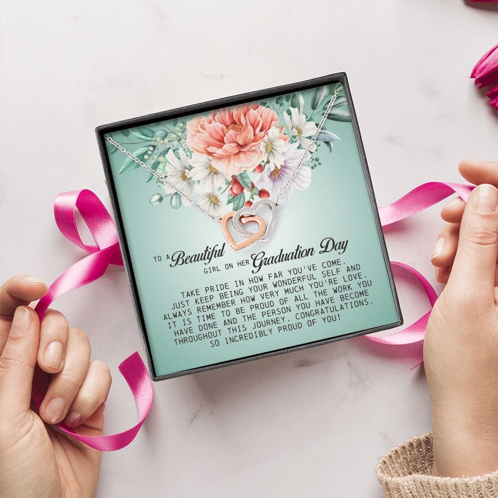 To a Beautiful Girl on Her Graduation Day, Interlocking Hearts Necklace