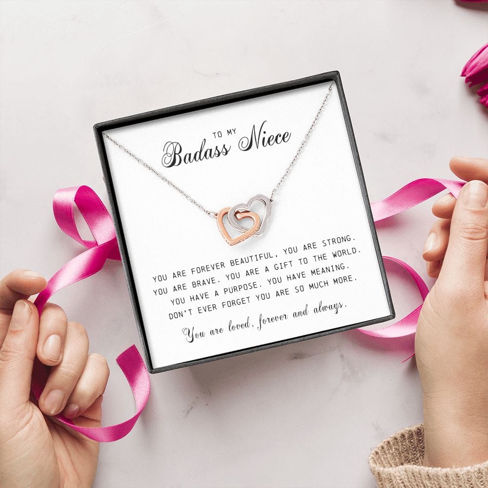 To My Badass Niece, Interlocking Hearts Necklace