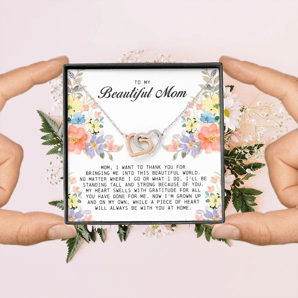 To My Beautiful Mom, Interlocking Hearts Necklace