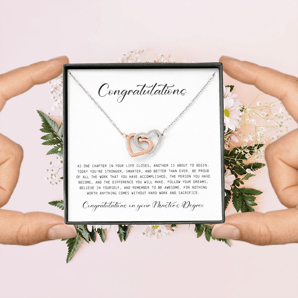 Master's Degree Gift for Her, Interlocking Hearts Necklace