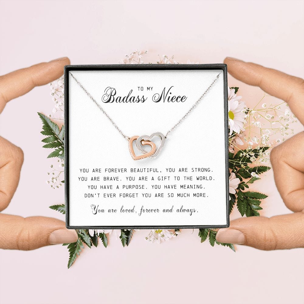 To My Badass Niece, Interlocking Hearts Necklace