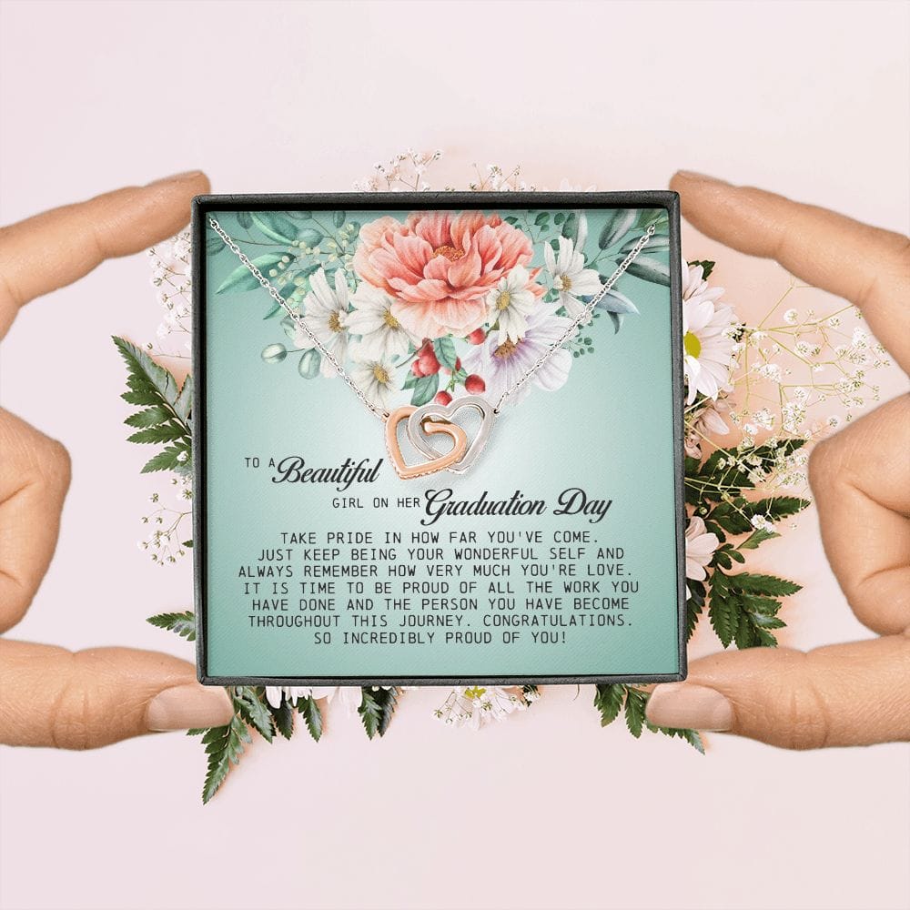 To a Beautiful Girl on Her Graduation Day, Interlocking Hearts Necklace