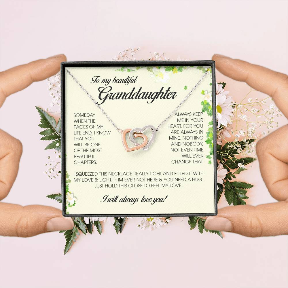 To My Beautiful Granddaughter, Interlocking Heart Necklace