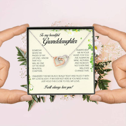 To My Beautiful Granddaughter, Interlocking Heart Necklace