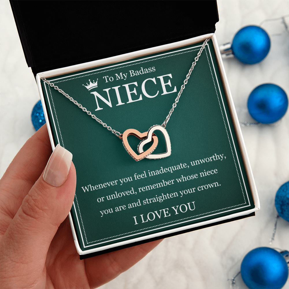Interlocking  Heart Necklace - To My Badass Niece