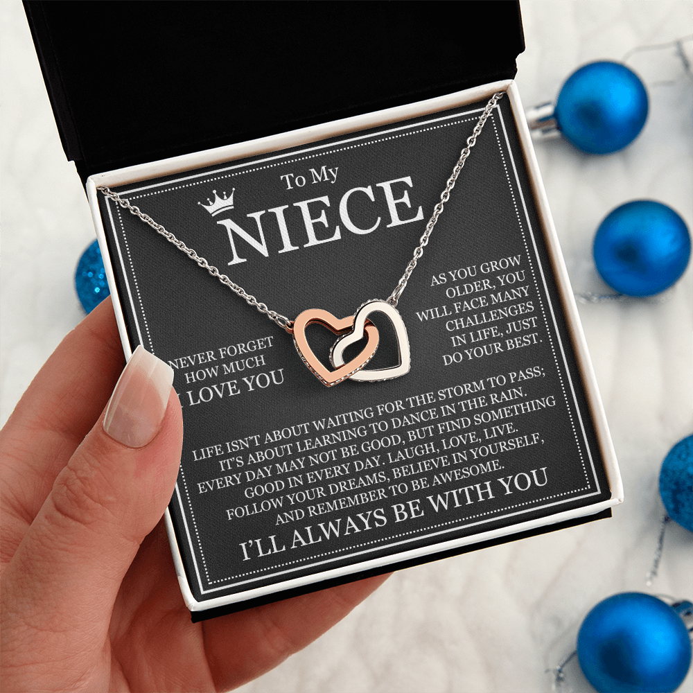 Interlocking Hearts Necklace - To My Niece "Never Forget How Much I Love You"