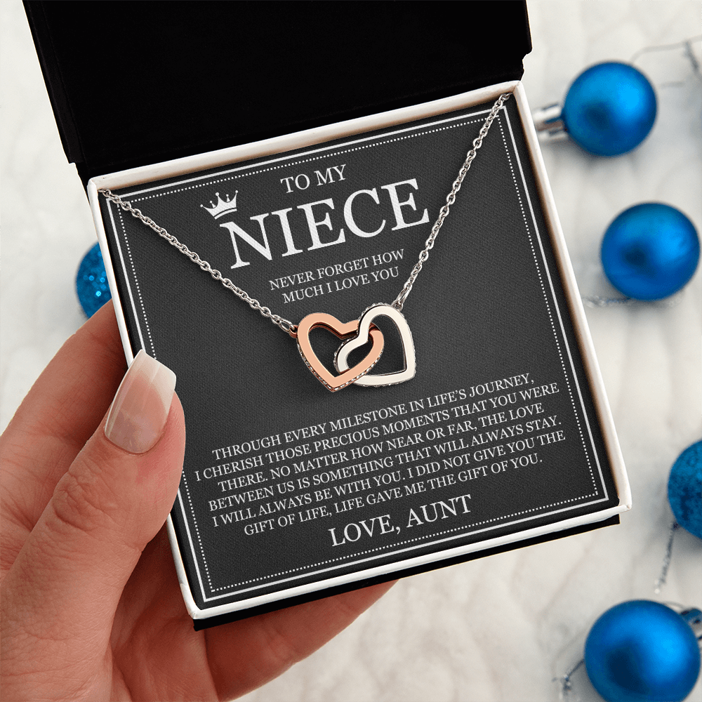 Interlocking Hearts Necklace - To My Niece "Never Forget How Much I Love You"