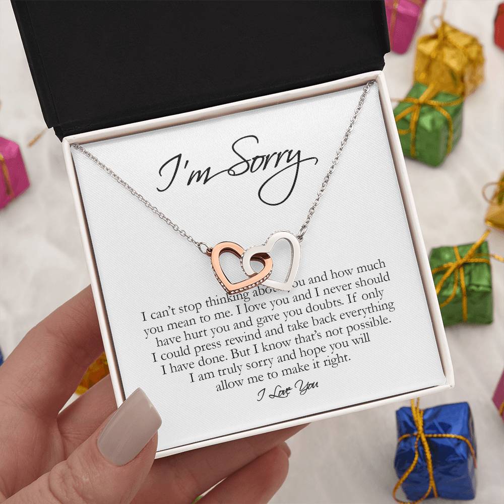 I'm Sorry Card, Interlocking Hearts Necklace
