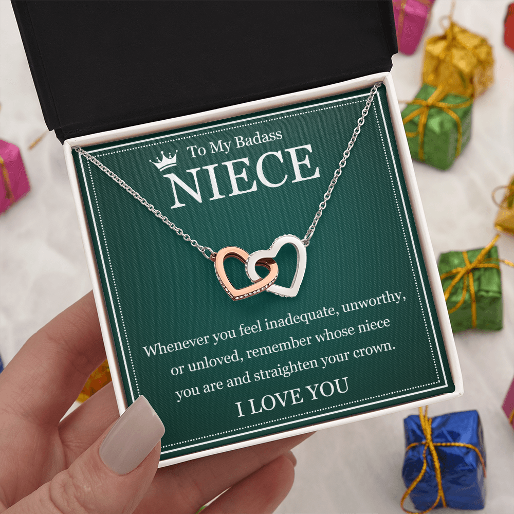 Interlocking  Heart Necklace - To My Badass Niece