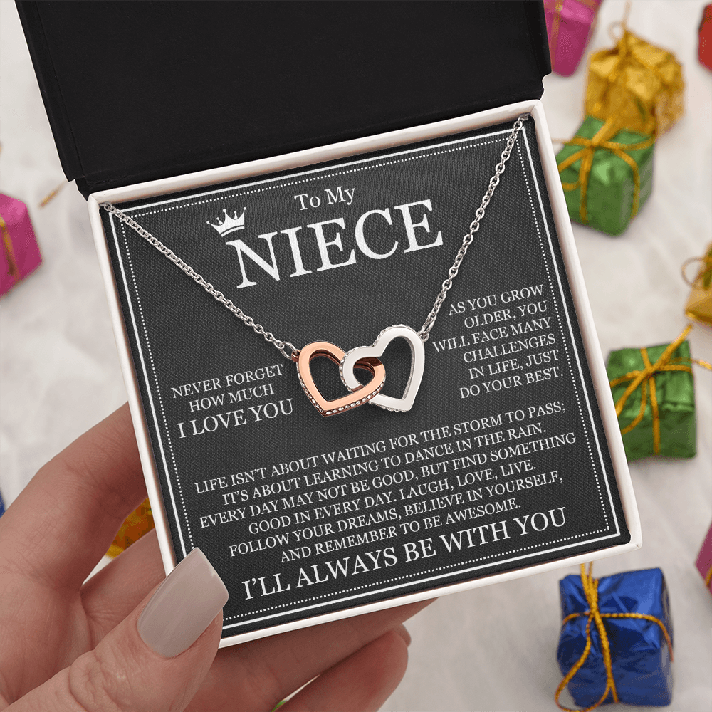 Interlocking Hearts Necklace - To My Niece "Never Forget How Much I Love You"