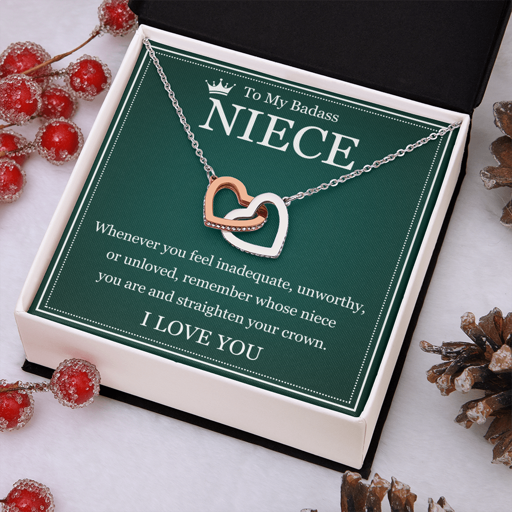 Interlocking  Heart Necklace - To My Badass Niece