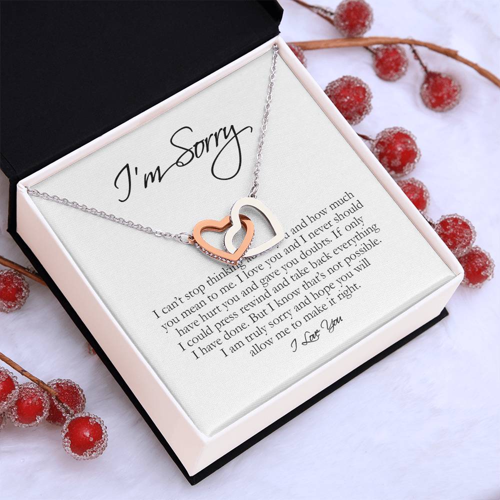 I'm Sorry Card, Interlocking Hearts Necklace