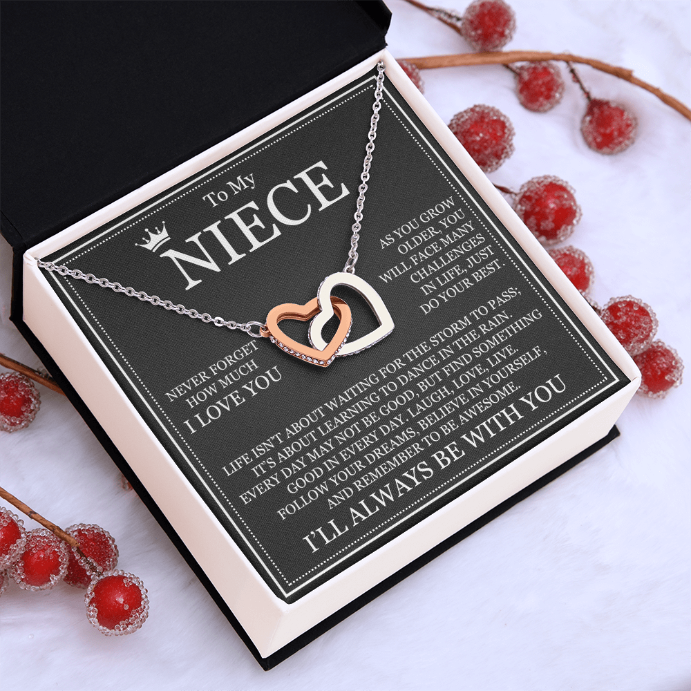 Interlocking Hearts Necklace - To My Niece "Never Forget How Much I Love You"