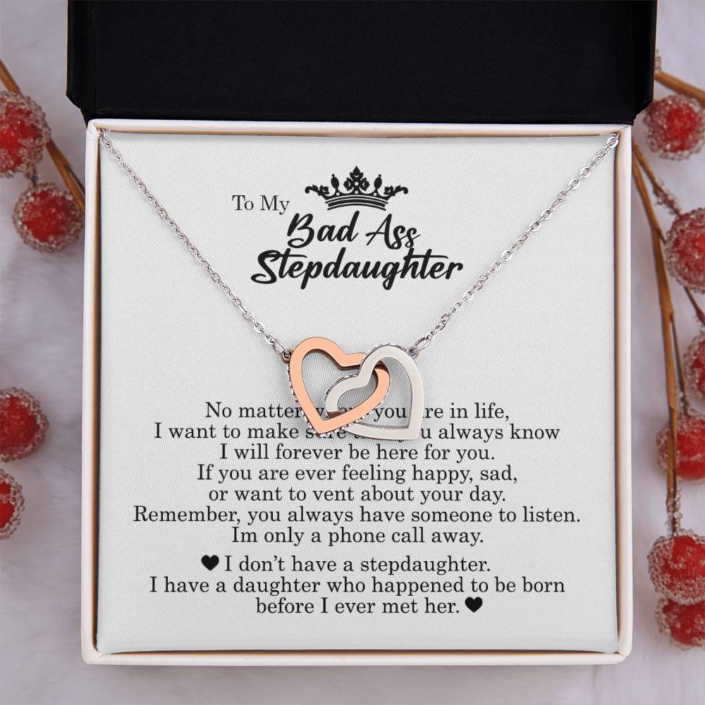 To My Badass Daughter, Interlocking Hearts Necklace