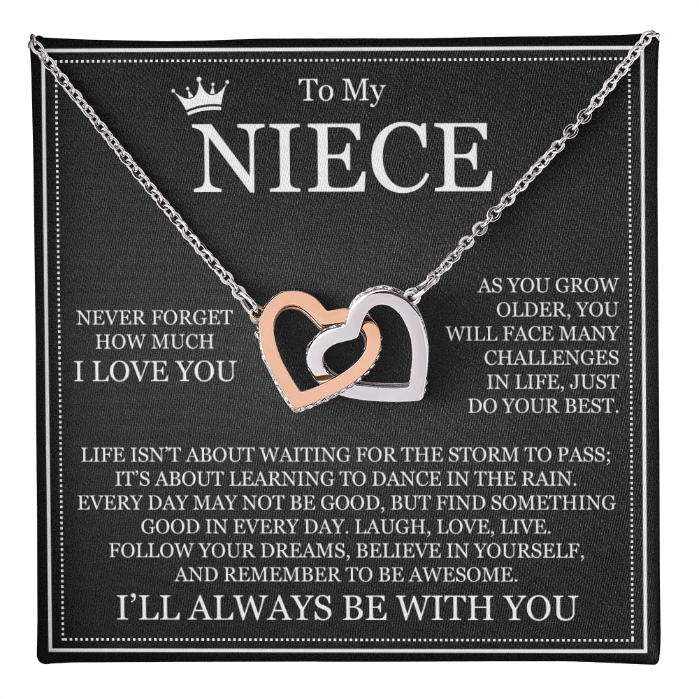 Interlocking Hearts Necklace - To My Niece "Never Forget How Much I Love You"