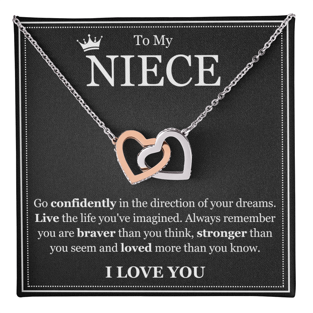 Interlocking Hearts Necklace - To My Niece "Live The Life You've Imagined"