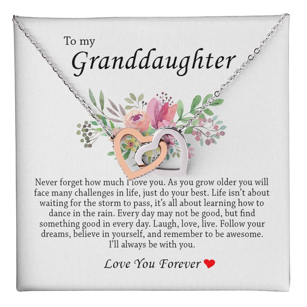 To My Granddaughter "I'll Always Be With You" Interlocking Heart Necklace