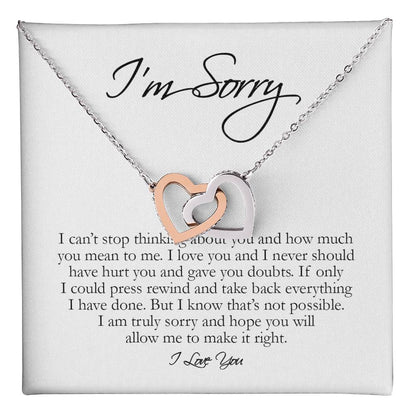 I'm Sorry Card, Interlocking Hearts Necklace