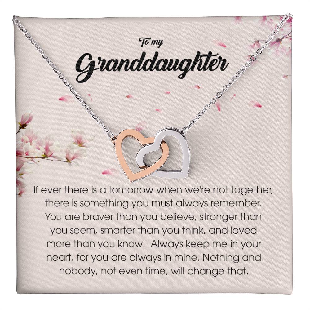 To My Granddaughter "Always Keep Me In Your Heart" Interlocking Heart Necklace