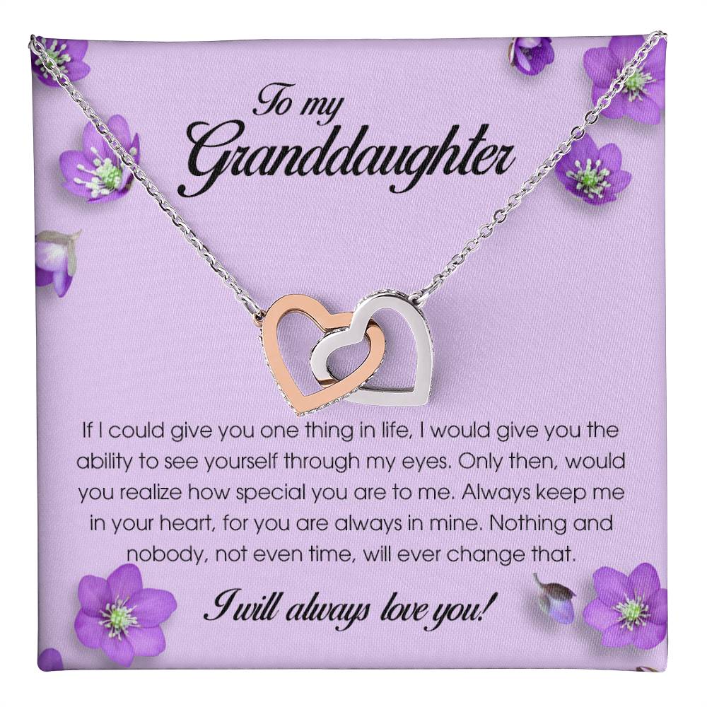 To My Granddaughter, Interlocking Heart Necklace