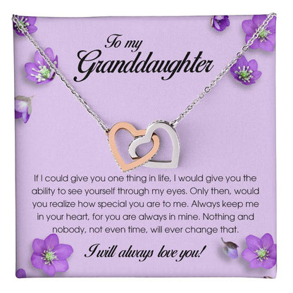 To My Granddaughter, Interlocking Heart Necklace