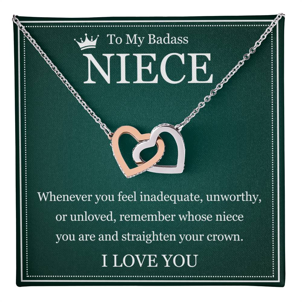 Interlocking  Heart Necklace - To My Badass Niece