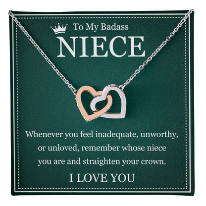 Interlocking  Heart Necklace - To My Badass Niece