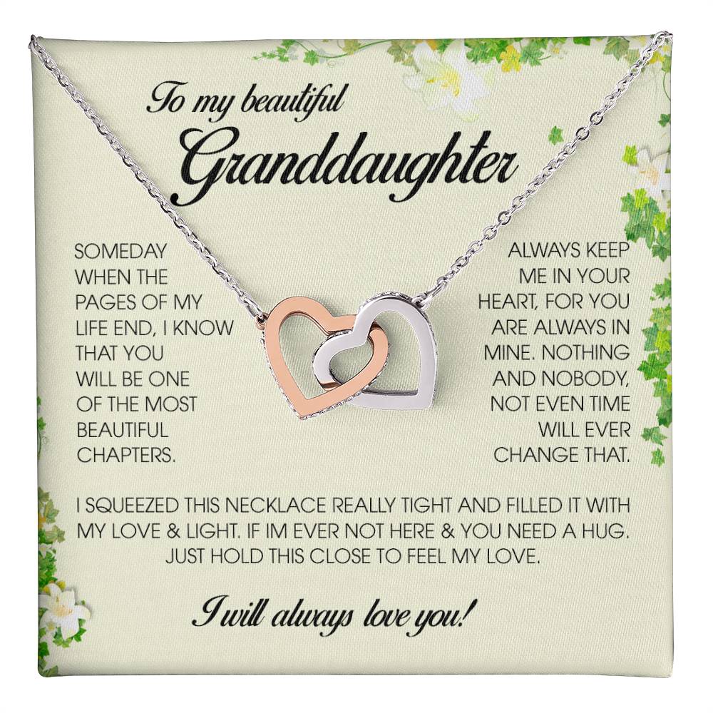 To My Beautiful Granddaughter, Interlocking Heart Necklace