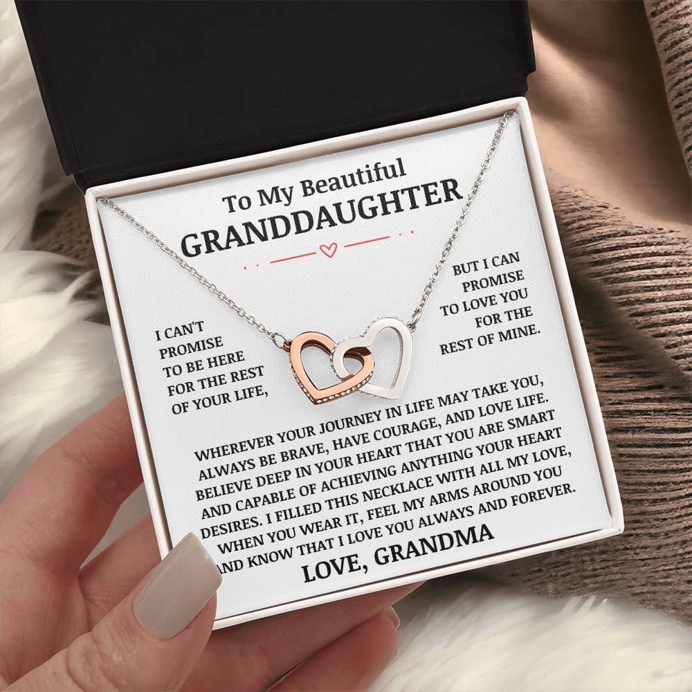 To My Beautiful Granddaughter "Love You Always & Forever" Interlocking Heart Necklace